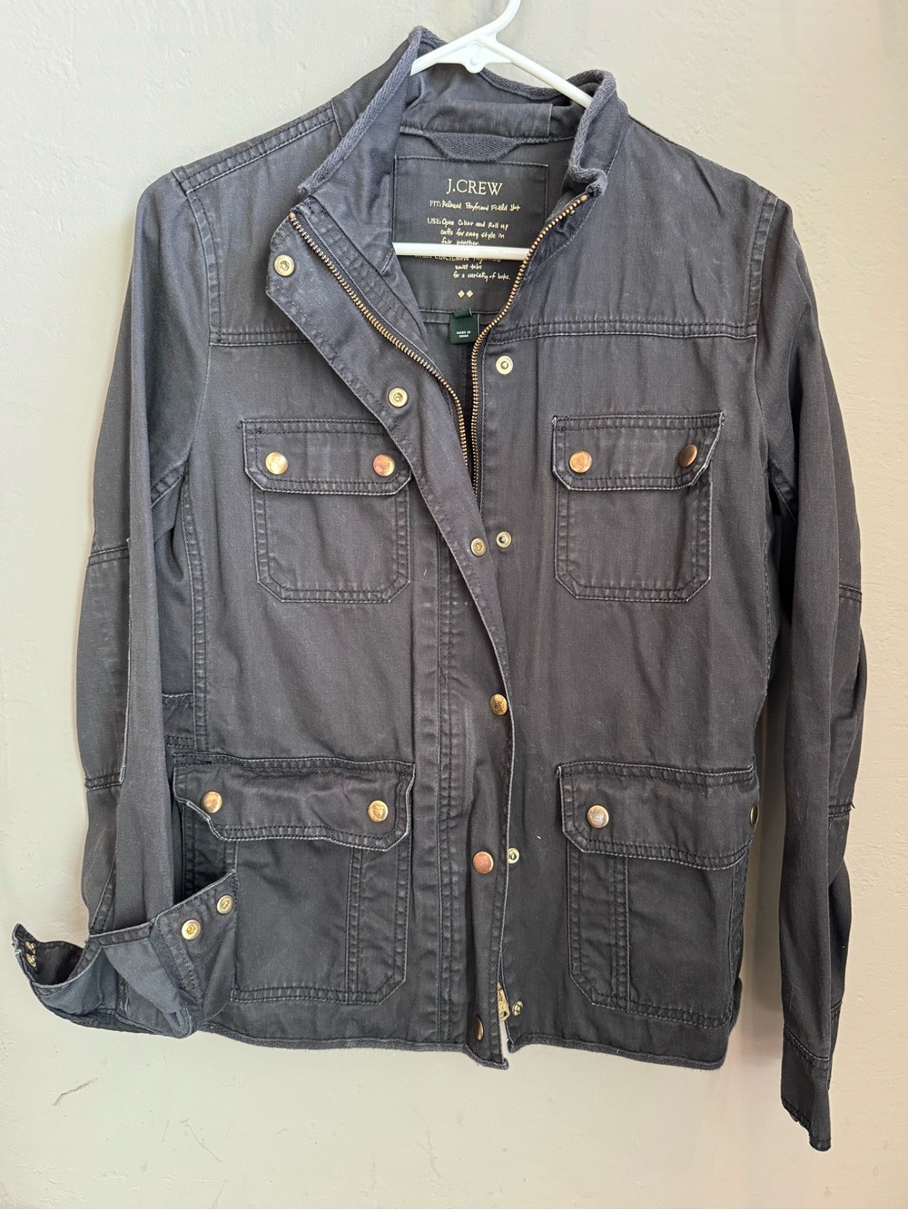 J. Crew Dark Blue Utility Field Jacket with Brass Buttons